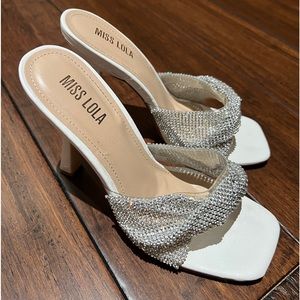 SPARKLY WHITE MISS LOLA HEELS